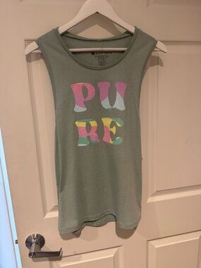 Pure Barre rainbow dusty blue green tank